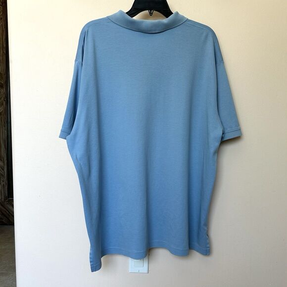 L.L. Bean Mens Polo Top XL Pima Cotton Light Blue Short Sleeve Golf Callout - Picture 3 of 9